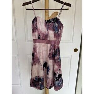 Le Reyna Asian Inspired Print Slip Mini Dress Baybydoll Size S Art To Wear Party